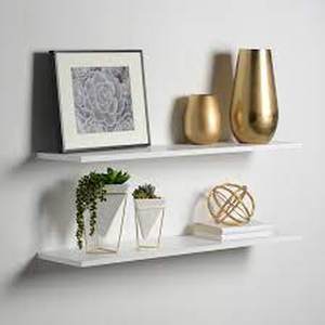 lot 10 image: Delta Cycle & Home White Wood Floating Shelf 36-in L x 10-in D (2 Decorative Shelves)