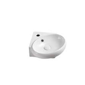 lot 13 image: Elanti Wall-Mounted Corner Oval Compact Bathroom Sink in White