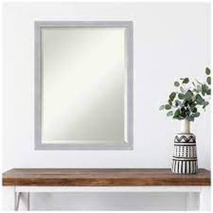 lot 16 image: Amanti Art Grace Brushed Nickel 20 in. H x 26 in. W Framed Wall Mirror