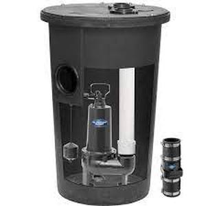 lot 36 image: Superior Pump 12 HP Sewage Ejector Pump Kit with Basin