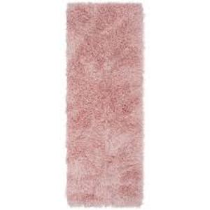 lot 75 image: Well Woven Kuki Chie Glam Solid Textured Ultra-Soft Plush Pink 2 ft. 3 in. x 7 ft. 3 in. Runner Rug Two-Tone Shag