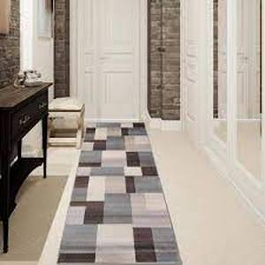 lot 76 image: SUPERIOR Clifton Light Blue 2 ft. 7 in. x 10 ft. Geometric Tile Polypropylene Area Rug