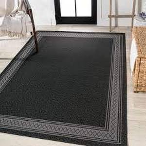 lot 79 image: JONATHAN Y Lucia Classic Diamond Border BlackGray 8 ft. x 10 ft. IndoorOutdoor Area Rug