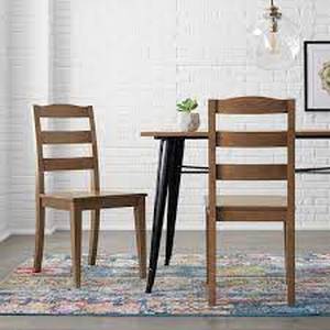 lot 32 image: StyleWell Patina Oak Finish Dining Chair with Ladder Back (Set of 2) (17.72 in. W x 36.77 in. H)
