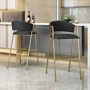 lot 59 image: Noble House Folwell 38 in. Black Upholstered Bar Stools (Set of 2)