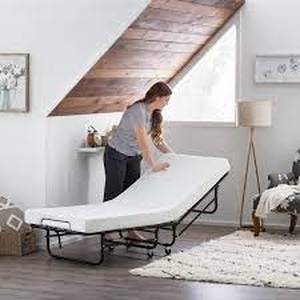 lot 71 image: Brookside Rollaway Bed with Memory Foam Mattress - Cot  Twin
