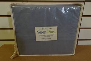 lot 18 image: New Charter Club Sleep Pure Sheet Set -California King, GreyBlue