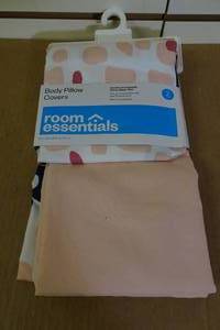 lot 33 image: New 2-Pack Body Pillow Covers -CoralBlueWhite
