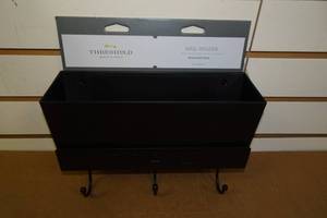 lot 47 image: Threshold Matte Black Mail Holder with Key Hooks