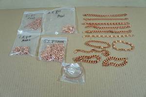lot 123 image: Assorted Copper Tone Mens Chains and Bracelets