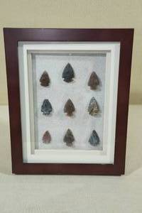 lot 145 image: Native American Arrowheads in Shadow Box Display