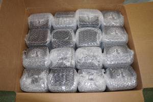 lot 243 image: 32 Novelty Stemless Wine Glasses - All DemocratLiberalLeft Wing Theme