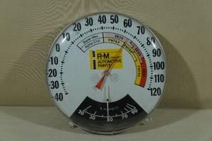 lot 250 image: Vintage R-M Inmont Wall Thermometer with Humidity Gauge