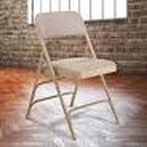 lot 22 image: 4 New Fabric Upholstered Triple Brace Folding Chairs with Double Hinges