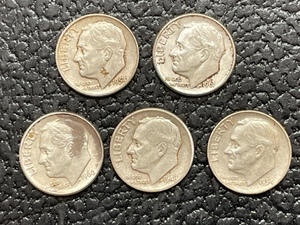 5 Silver Roosevelt Dimes