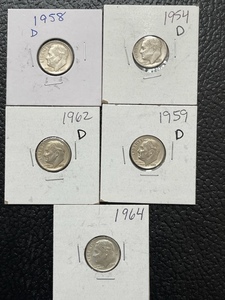 5 Silver Roosevelt Dimes
