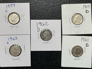 5 Silver Roosevelt Dimes