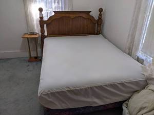 Full Sized Headboard & Frame and Side Table