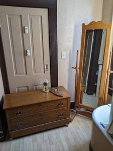 Bench with Drawers, Home Decor, and Standing Solid Wood Mirror