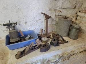 Lot of Antique and Vintage Tools, Irons, Galvanized and More
