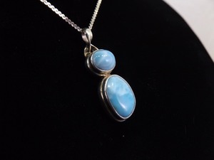 lot 40 image: .925 Sterling Silver Larimar Pendant Necklace