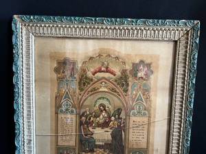 lot 24 image: Framed Antique New Ulm MN Communion Note - May 7th 1899