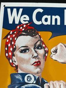 lot 22 image: Vintage We Can Do It Rosie the Riveter Aluminum Picture