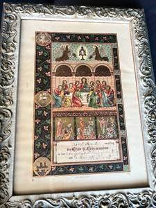 lot 25 image: Framed Antique Communion Notice - May 2nd 1897