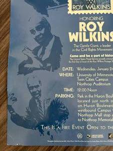 lot 34 image: 2001 USPS Roy Wilkins First Day of Issue Postage Stamp Historical Poster