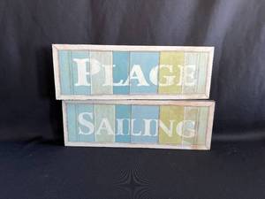 lot 31 image: Set of 2 Matching Sailing Wood Plaques