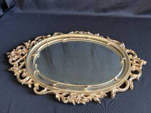 lot 58 image: Antique Gold-Colored Intricate Framed Mirror