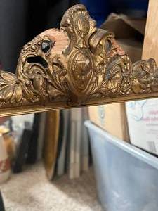 lot 96 image: Antique Gold-Color Framed Mirror with Intricate Design