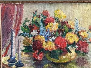 lot 97 image: Floral Bouquet Framed Oil Painting Signed by Artist