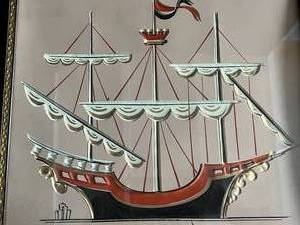 lot 93 image: Framed Pirate Ship Artwork Lot 2