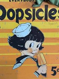 lot 89 image: Vintage Everybody Likes Popsicles Aluminum Wall Art