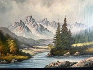 lot 74 image: J.S.Park Original Oil Mountain Landscape Painting Signed by Artist