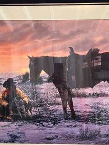 lot 76 image: Hurry Sun Up by Tim Cox Print in Silver Colored Frame