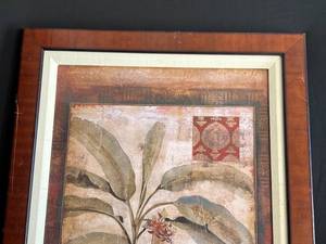 lot 71 image: Tropical Jungle Abstract Art in Wood Frame Lot 2