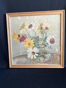 lot 64 image: Paul Immel Watercolor Flowers in Vase Framed Picture Lot 2