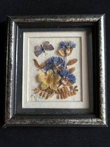 lot 117 image: Pair of 2 Matching Pressed Flower Framed Art Signed by Artist
