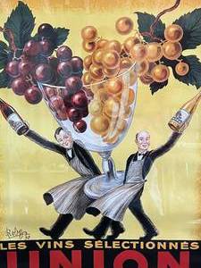 lot 116 image: Vintage French Wine Poster Print in Frame