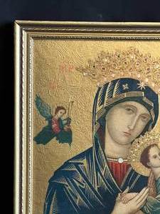 lot 133 image: Mother of Perpetual Mary Gold-Colored Framed Art