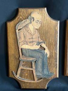 lot 132 image: Pair of Two Wooden Growing Older Together Plaques