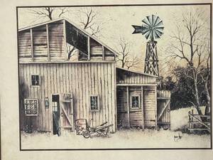 lot 135 image: Lot 2 of 2 Barn and Windmill Scene Art Print by Robert Nidy Signed by Artist