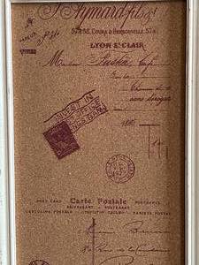 lot 147 image: Vintage-Style Wood Cork Board with Red Writing