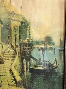 lot 148 image: Boat on the City River Framed Painting Signed by Artist