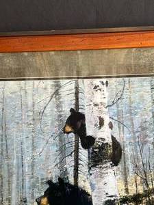 lot 14 image: Black Bears in Forest Print in Frame