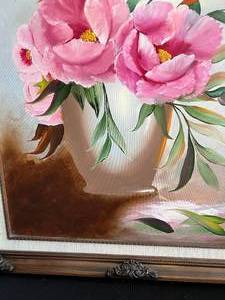 lot 12 image: Acrylic Flower in Vase Painting Framed - Signed by Artist