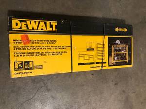 lot 10 image: DEWALT Yellow 3-Tier Wire Steel Garage Storage Shelving Unit (50 in. W x 48 in. H x 18 in. D), Customer return, Review all pictures