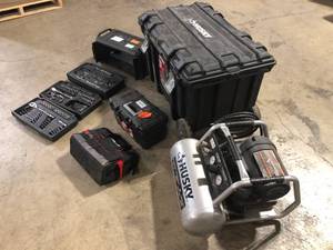 lot 16 image: Mix lot of Husky Tools, Compressor, Storage boxes, Mechanic tool sets, Customer returns, Review all pictures